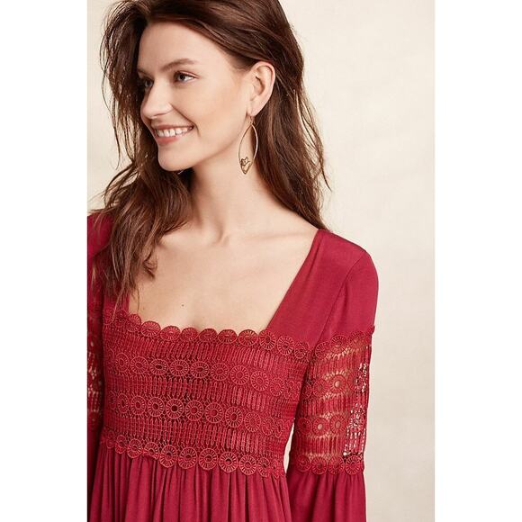 Anthropologie Floreat Aveline Crochet Lace Dress in Raspberry - Picture 3 of 11